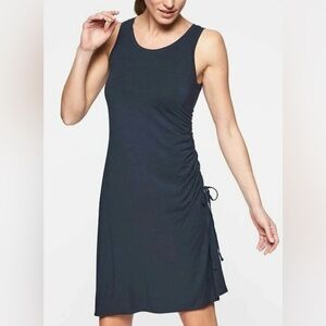 Athleta Side—Gather Sleeveless T-Shirt Dress | XL Navy Blue